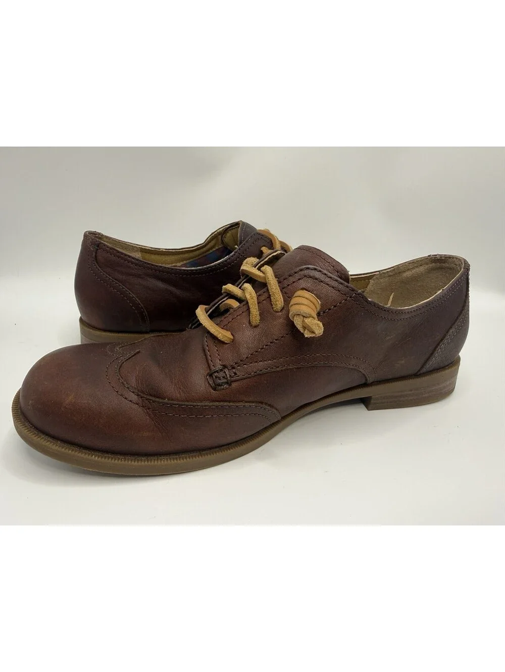 Sperry Top Sider Dress Shoes Womens 6.5 Oxford Lace Up Almond Toe Leather Brown